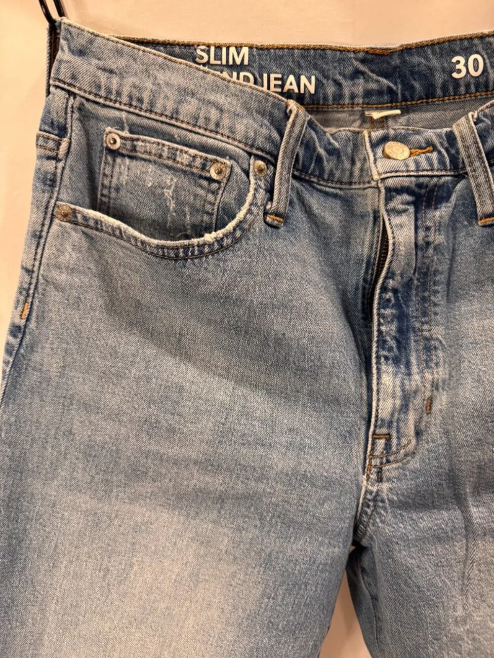 J.Crew Slim Boyfriend Jeans Medium Wash High Rise Distressed Hem 30